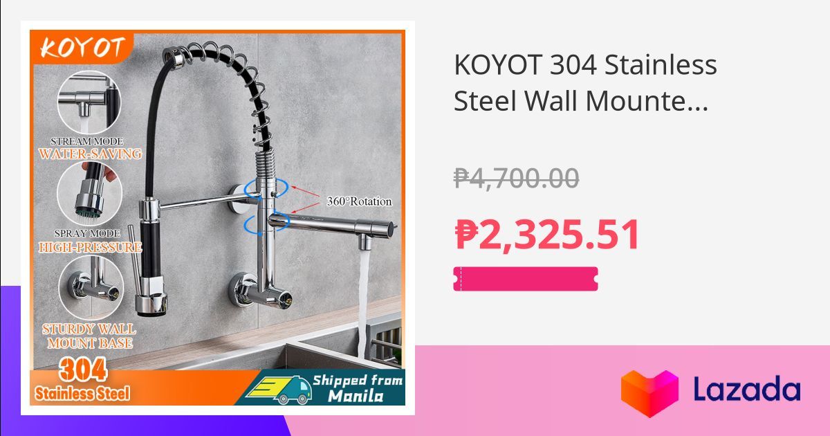 KOYOT 304 Stainless Steel Wall Mounted Pull Out 2 In 1 360 Rotate