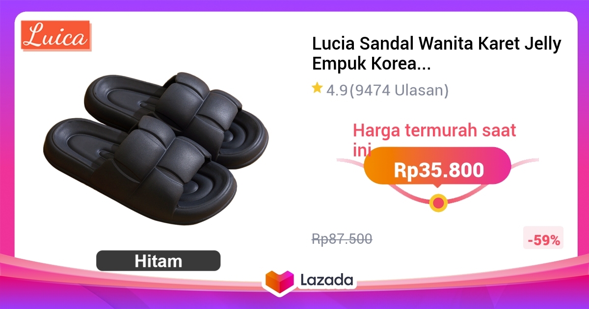 Lucia Sandal Wanita Karet Jelly Empuk Korean Style Sendal Wanita