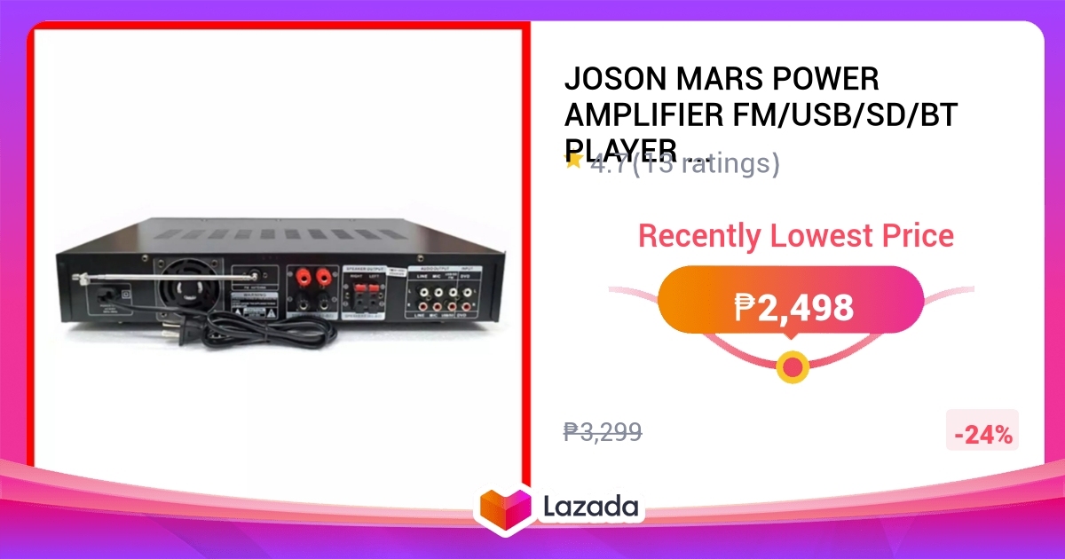 JOSON MARS POWER AMPLIFIER FM USB SD BT PLAYER 600W PMPO