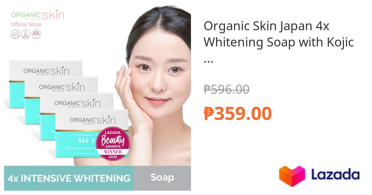 Organic Skin Japan 4x Whitening Soap With Kojic Vitamin C Set Of 4