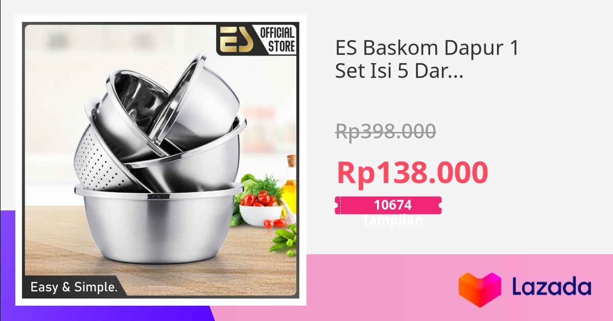 Es Baskom Dapur Set Isi Dari Stainless Steel Super Tebal Untuk Cuci