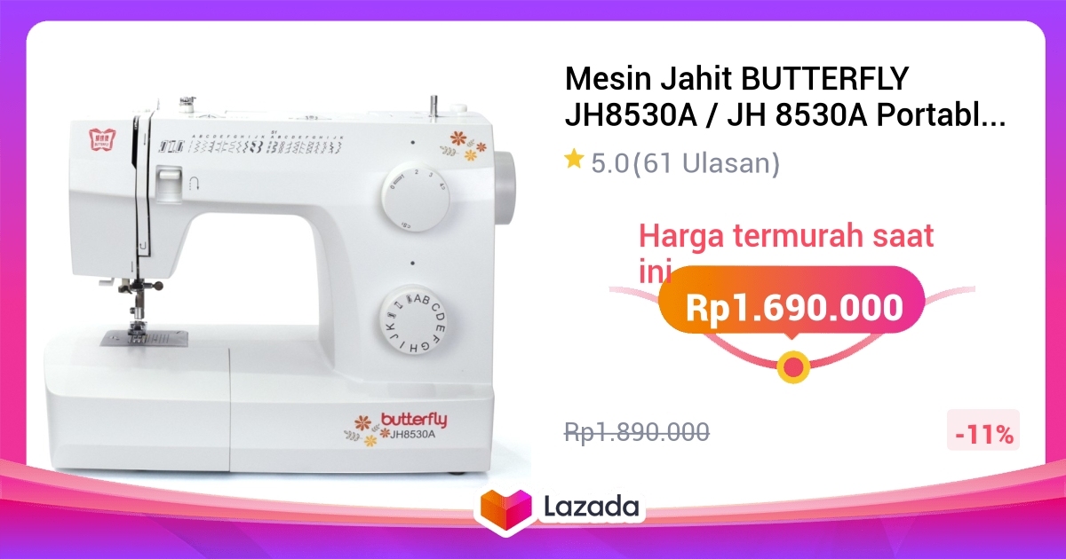 Mesin Jahit Butterfly Jh A Jh A Portable Multifungsi