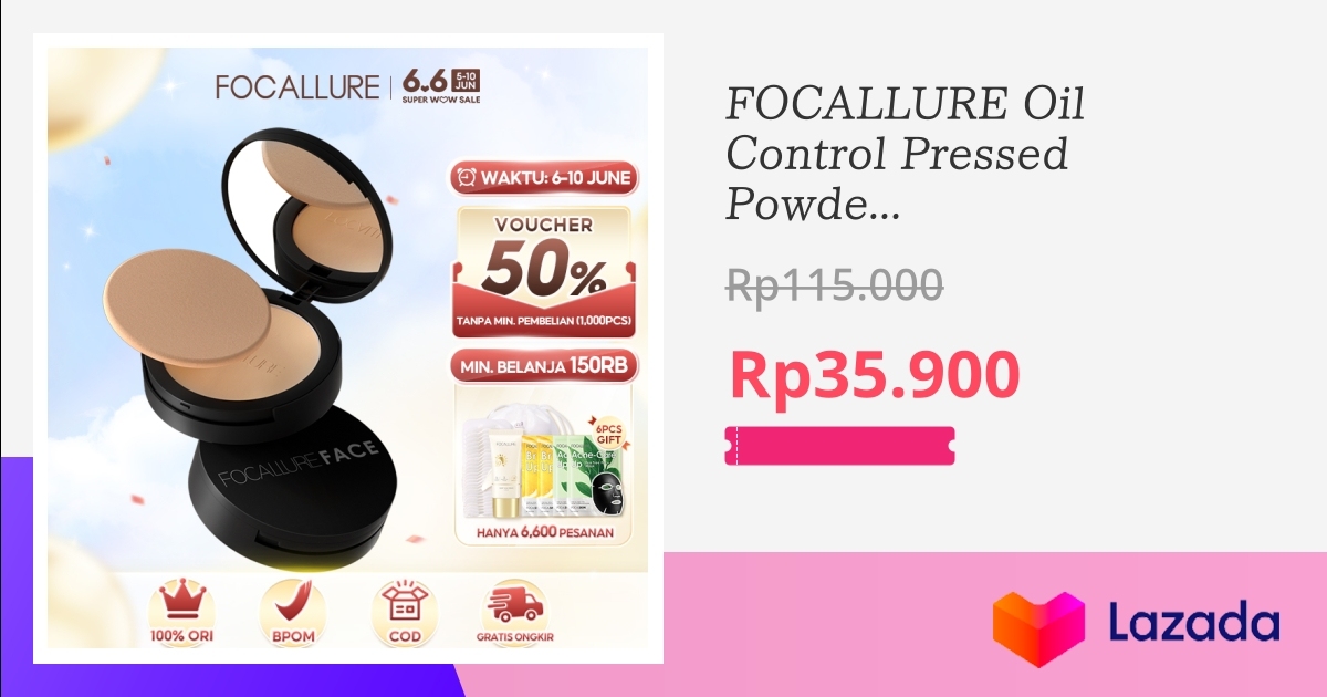 FOCALLURE Oil Control Pressed Powder Matte Bedak Padat