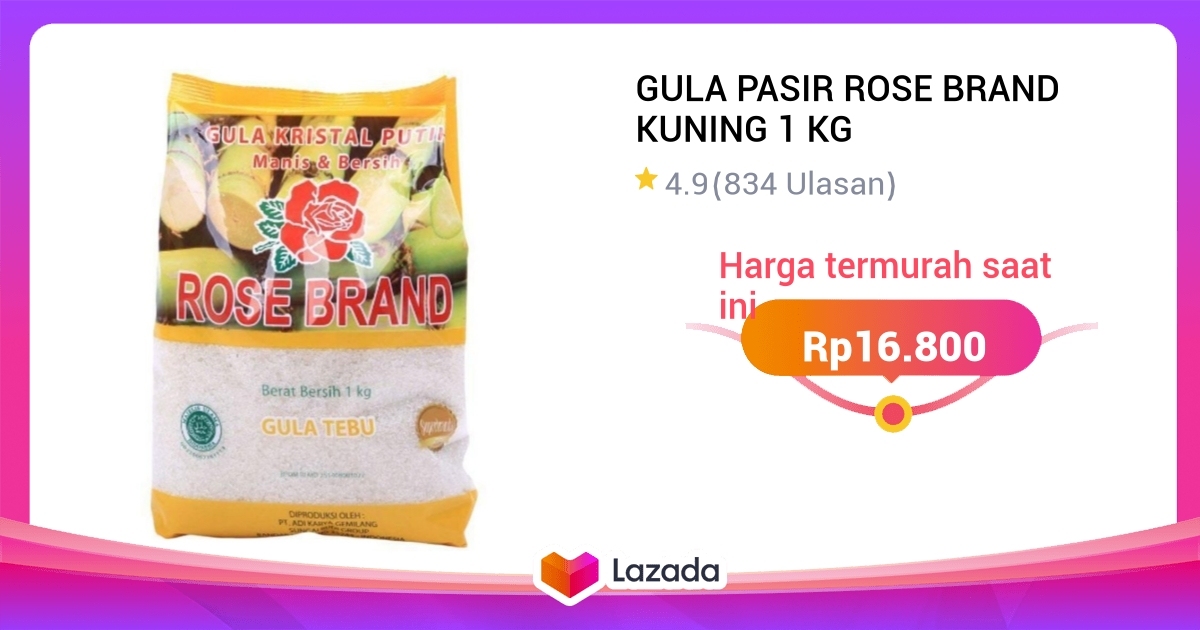 GULA PASIR ROSE BRAND KUNING 1 KG