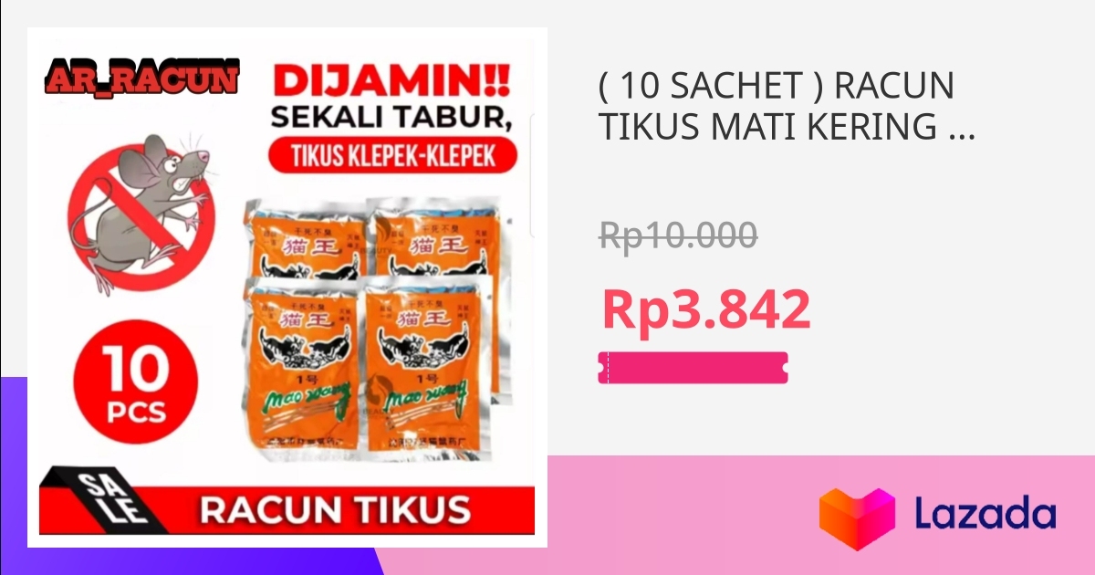 10 SACHET RACUN TIKUS MATI KERING DAN GAK BAU TIKUS MAO WANG AMPUH