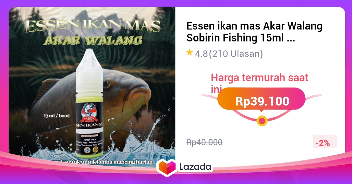 Essen Ikan Mas Akar Walang Sobirin Fishing 15ml Esen Gacor Ikan Mas