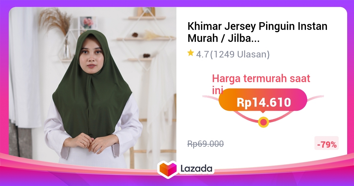 Khimar Jersey Pinguin Instan Murah Jilbab Instan Jersey Hijab Bergo