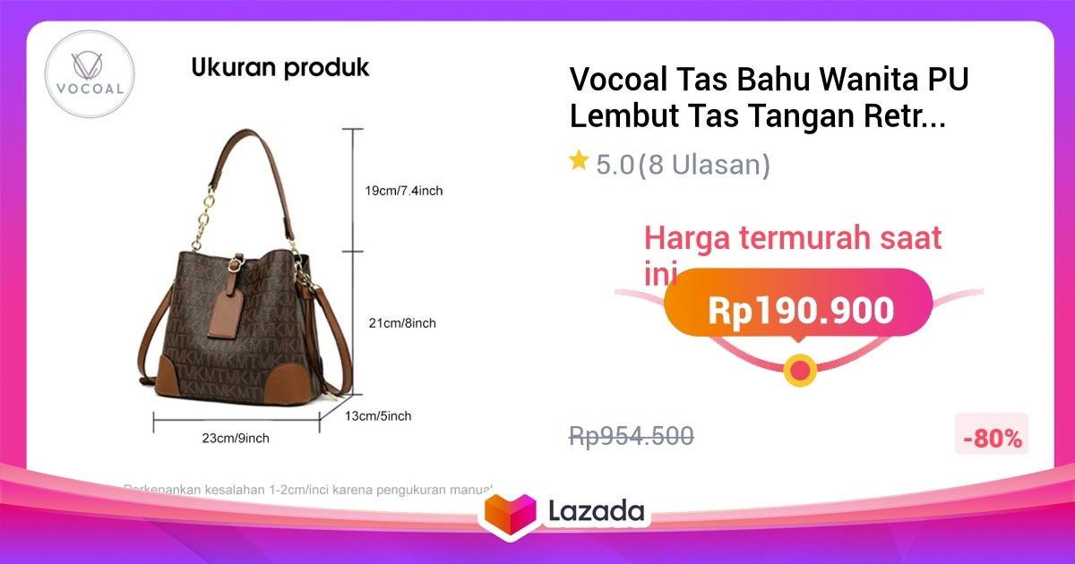 Vocoal Tas Bahu Wanita Pu Lembut Tas Tangan Retro Tas Selempang