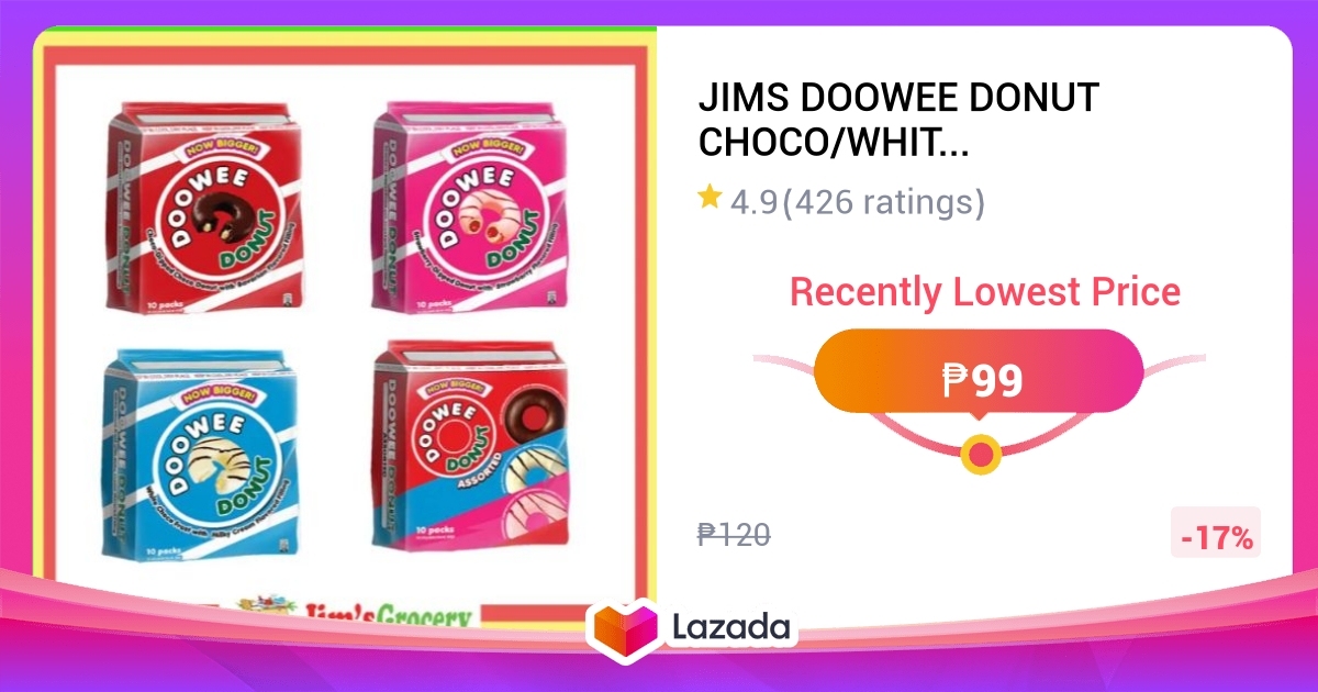 Jims Doowee Donut Choco White Choco Strawberry Assorted S Pack