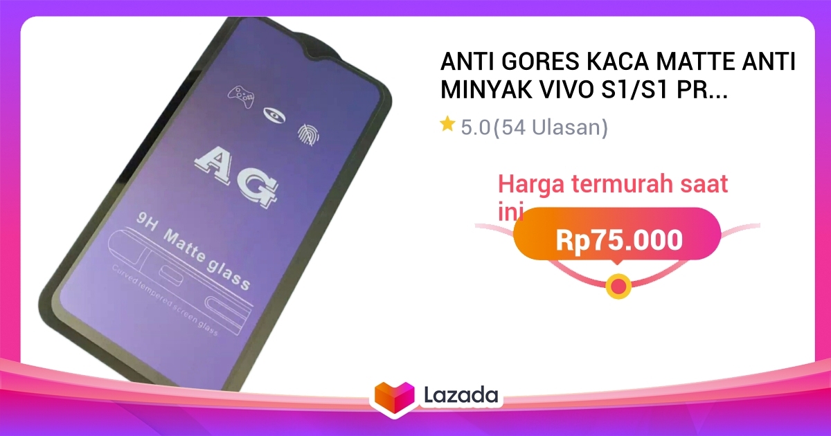 ANTI GORES KACA MATTE ANTI MINYAK VIVO S1 S1 PRO ANTI MINYAK DAN BLUE