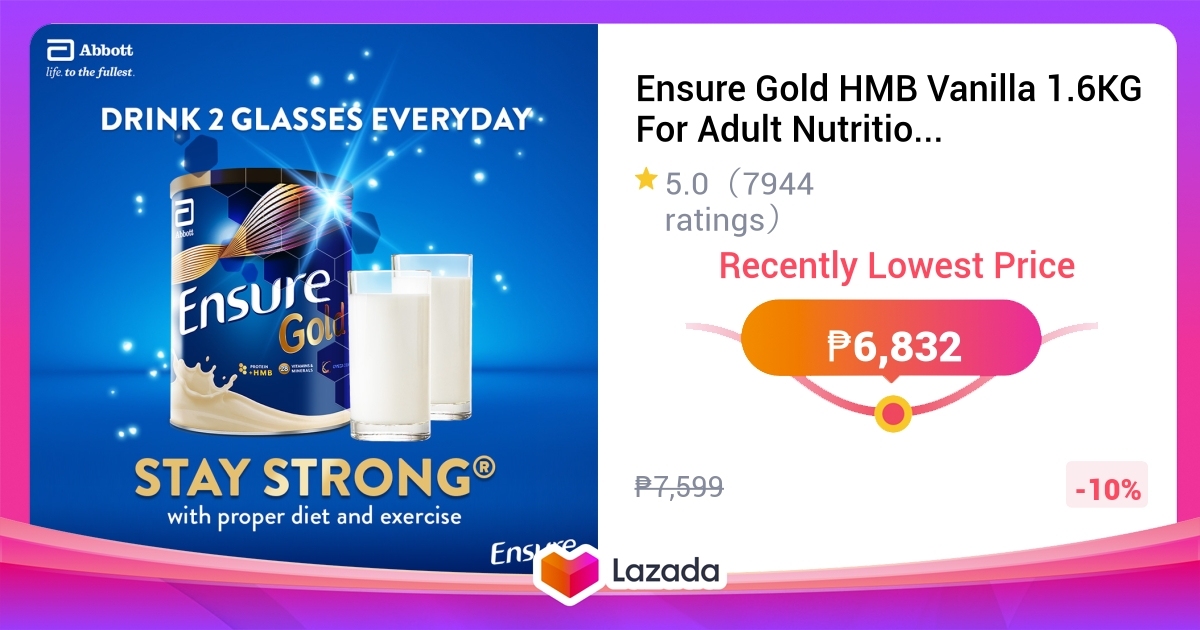 Ensure Gold HMB Vanilla 1 6KG For Adult Nutrition Bundle Of 2