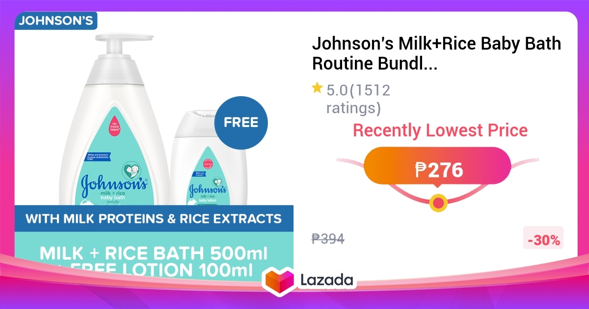 Johnsons Milk Rice Baby Bath Routine Bundle Bath 500ml FREE Lotion