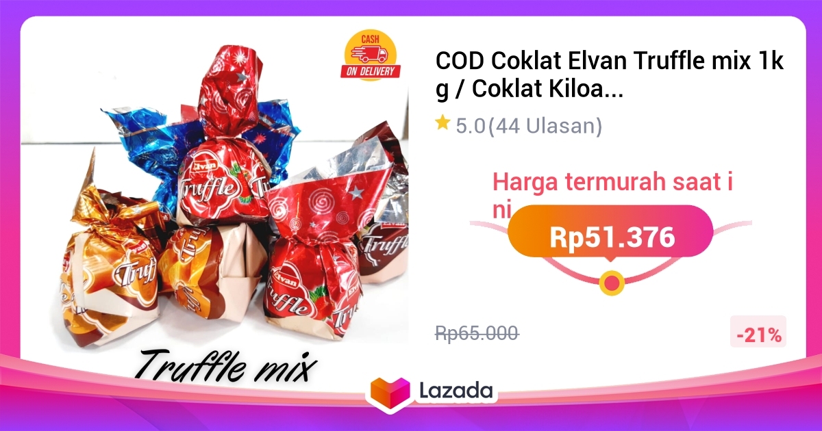 COD Coklat Elvan Truffle Mix 1kg Coklat Kiloan Coklat Batangan