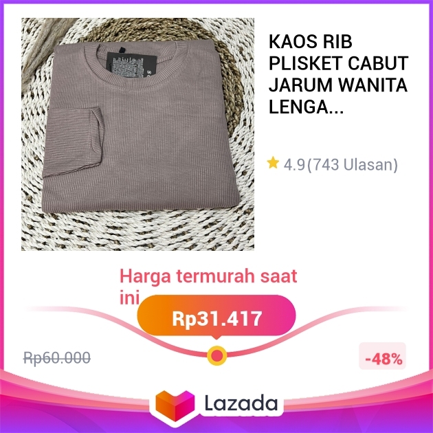 KAOS RIB PLISKET CABUT JARUM WANITA LENGAN PANJANG KAOS WANITA LENGAN