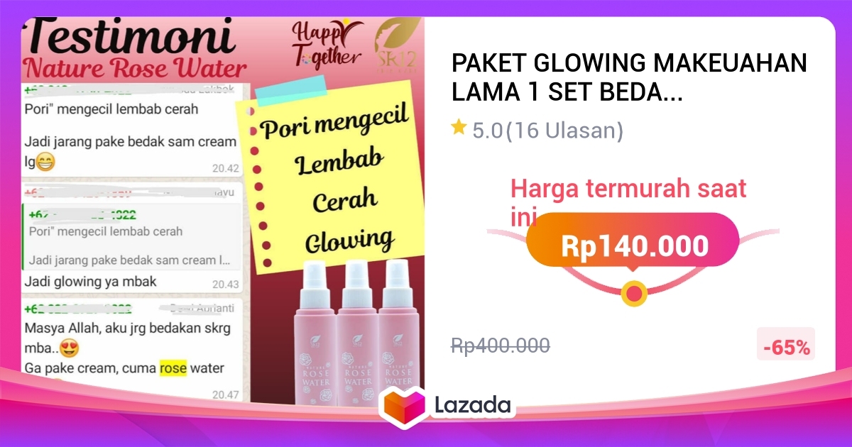 Paket Glowing Makeuahan Lama Set Bedak Berfondition Dan Setting Spray