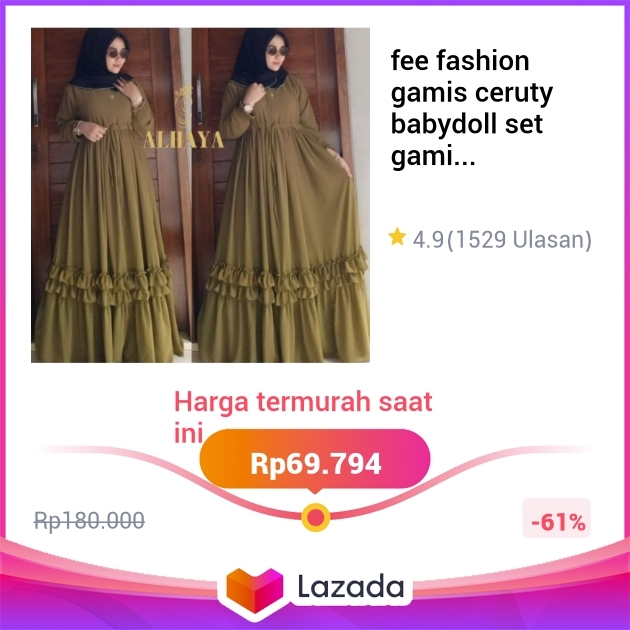 Fee Fashion Gamis Ceruty Babydoll Set Gamis Ceruty Babydoll Polos Jumbo