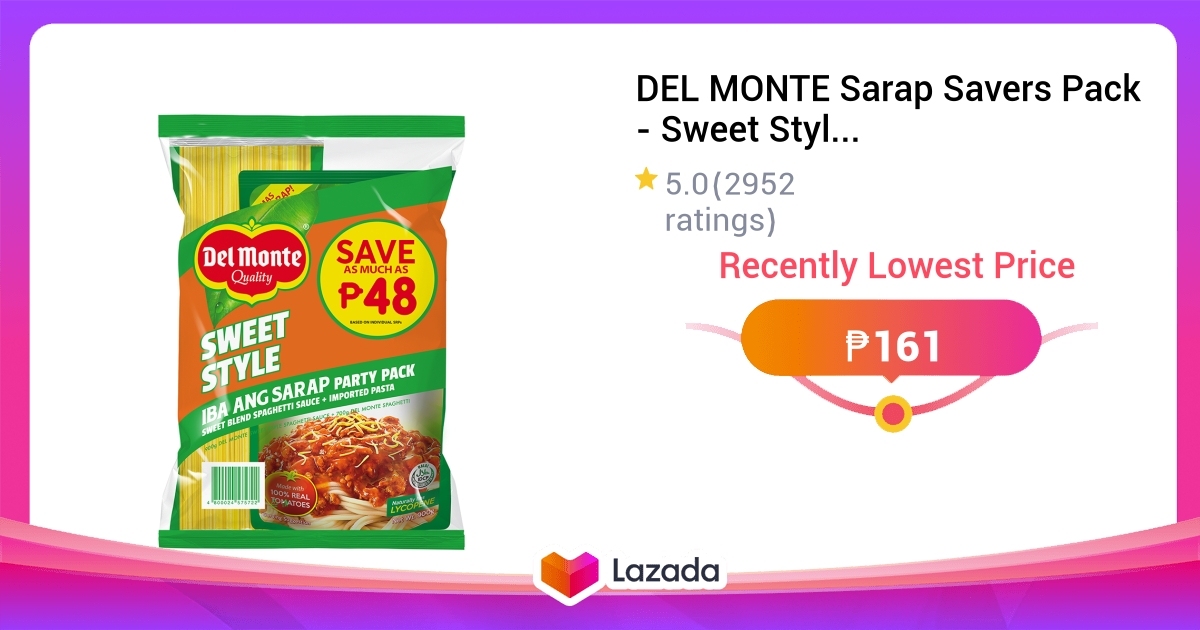 Del Monte Sarap Savers Pack Sweet Style Spaghetti Sauce Pasta