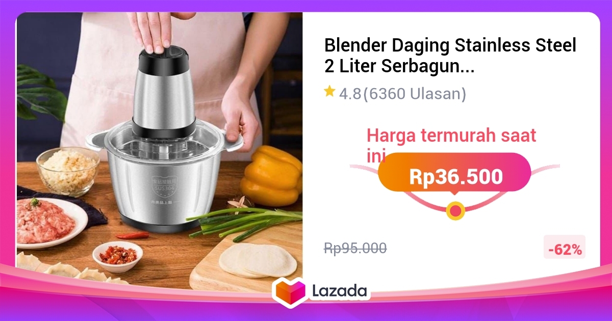 Blender Daging Stainless Steel Liter Serbaguna Sayur Buah Kacang Meat