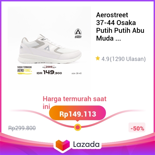 Aerostreet 37 44 Osaka Putih Putih Abu Muda Sepatu Sneakers Casual