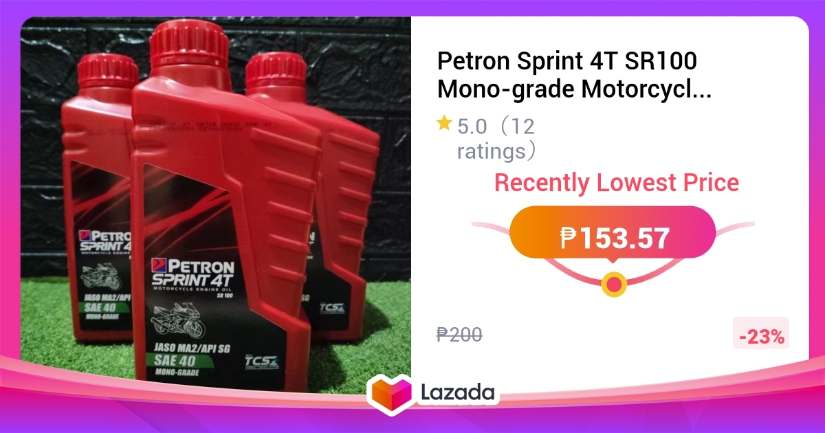 Petron Sprint 4T SR100 Mono Grade Motorcycle Engine Oil SAE 40 1 Liter