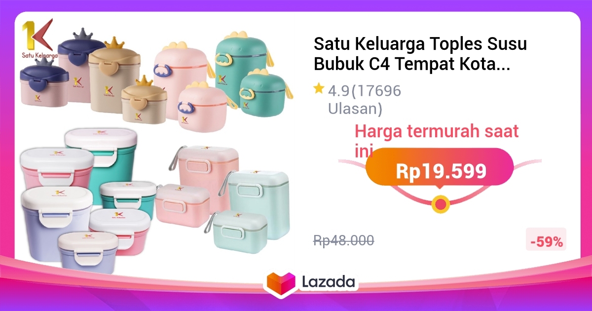 Satu Keluarga Toples Susu Bubuk C4 Tempat Kotak Wadah Penyimpanan Susu