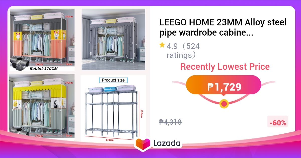 Leego Home Mm Alloy Steel Pipe Wardrobe Cabinet Can Bear Kg