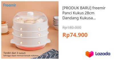 PRODUK BARU Freemir Panci Kukus 28cm Dandang Kukusan Tutup Kaca