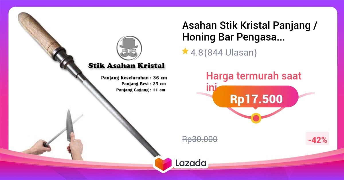 Asahan Stik Kristal Panjang Honing Bar Pengasah Pisau Mr