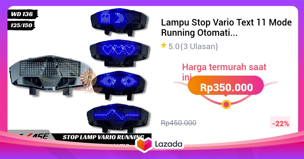 Lampu Stop Vario Text Mode Running Otomatis Lampu Stoplamp Vario