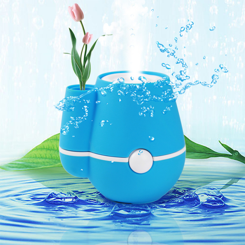 USB Flower Vase Shape Home Office 220ml Air Mist Purifier Humidifier Blue Singapore