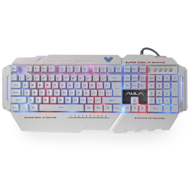 AULA 104-key Wired 7 Color Backlight Gaming Keyboard (White) - intl Singapore