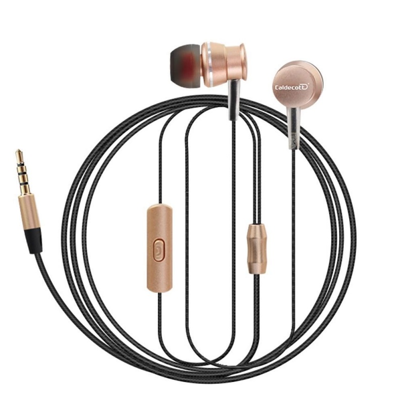 niceEshop New Sports Headphones Metal Cable Hanging Ear Headphones With A Microphone Drive-by-wire General Headphones (Gold) - intl Singapore