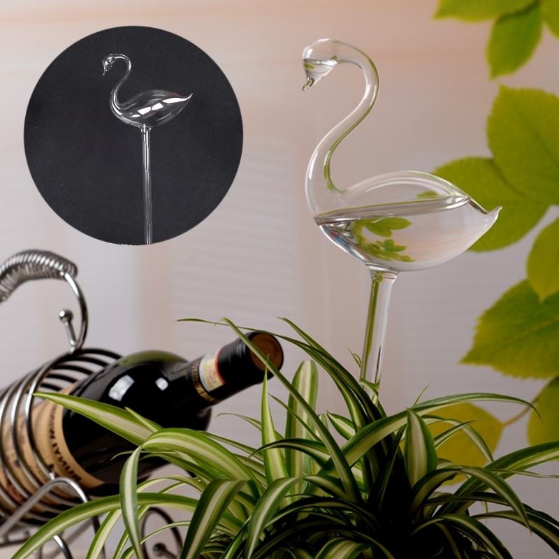 Flamingo Glass Watering Vase Container Home Supply Wedding Gift Garden Decor - intl