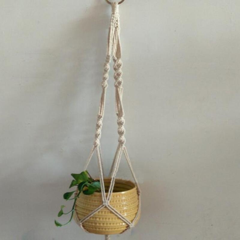 Handcrafted Braided Ropes Hanging Basket Bag Flowers Pot Holder Hanger - intl