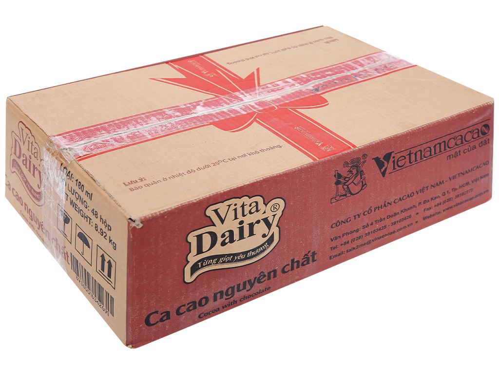Thùng 48 hộp ca cao nguyên chất Vita Dairy 180ml