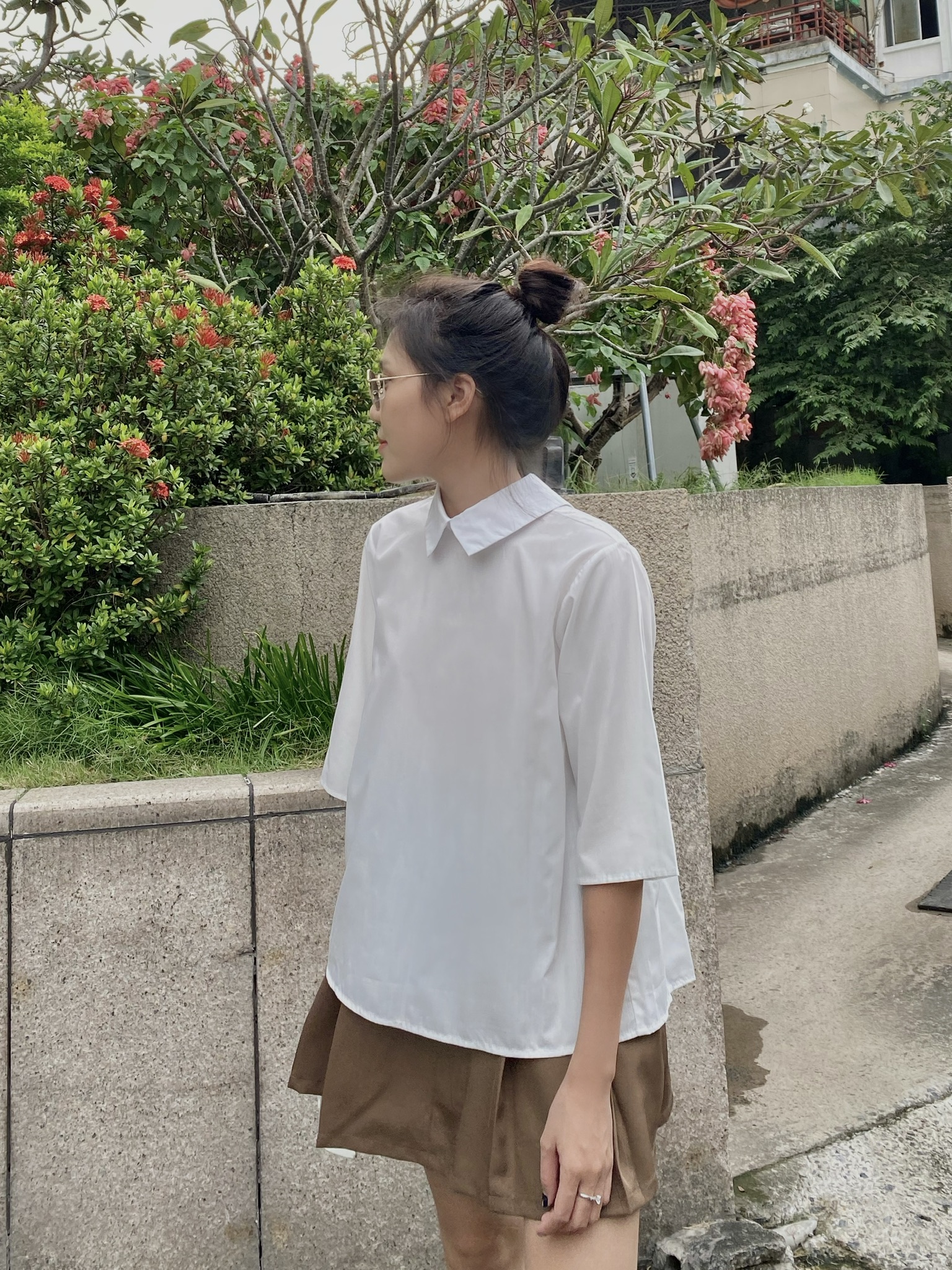 Áo sơmi cổ Peter Pan xếp ly - Preppy Shirt