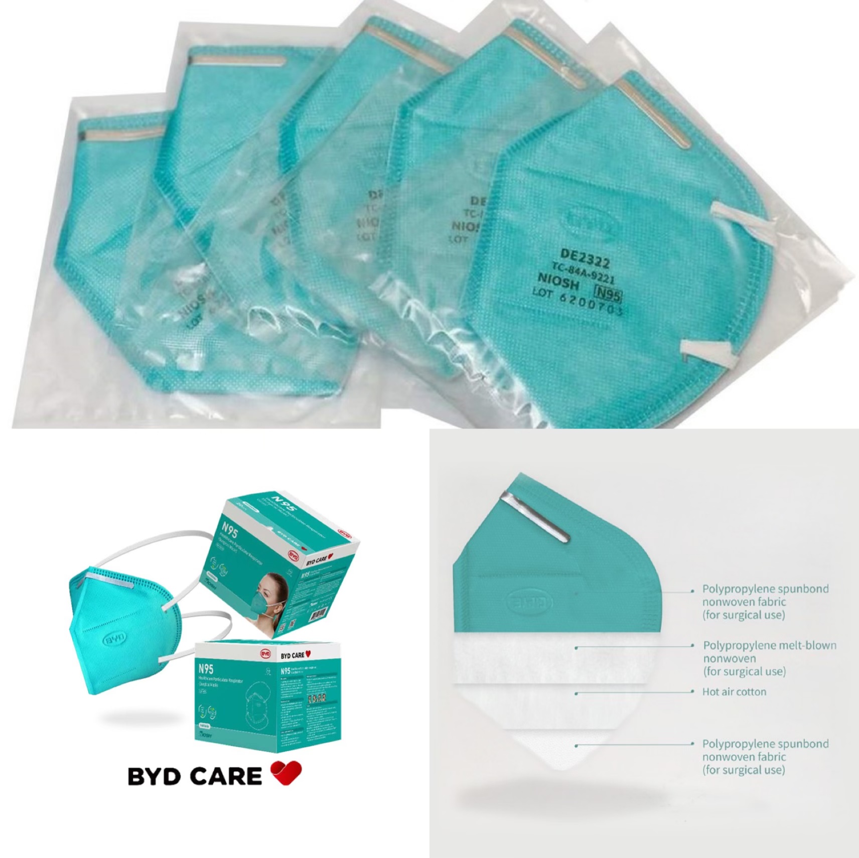Byd Mask - 3-Ply Disposable Surgical Face Mask | N95 Particulate