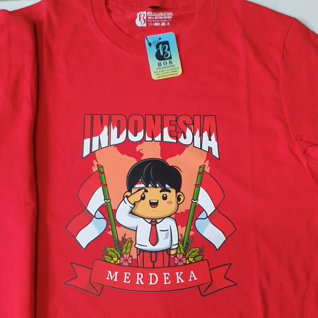 Baju Atasan Anak 17 Agustus indonesia raya kemerdekaan indonesia dirgahayu republik indonesia independent day 17 agustus 79 tahun indonesia indonesia merdeka NKRI Kaos Katun Lengan Pendek 30s cotton combed baju merah putih baju sekolah baju upacara