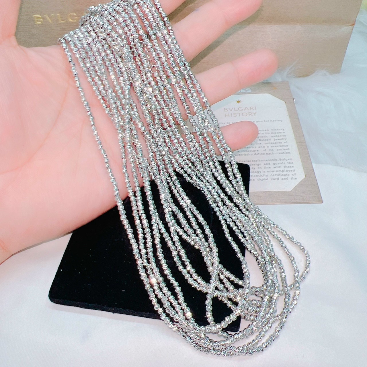 Dây chuyền bi nhỏ sáng đẹp mạ bạch kim