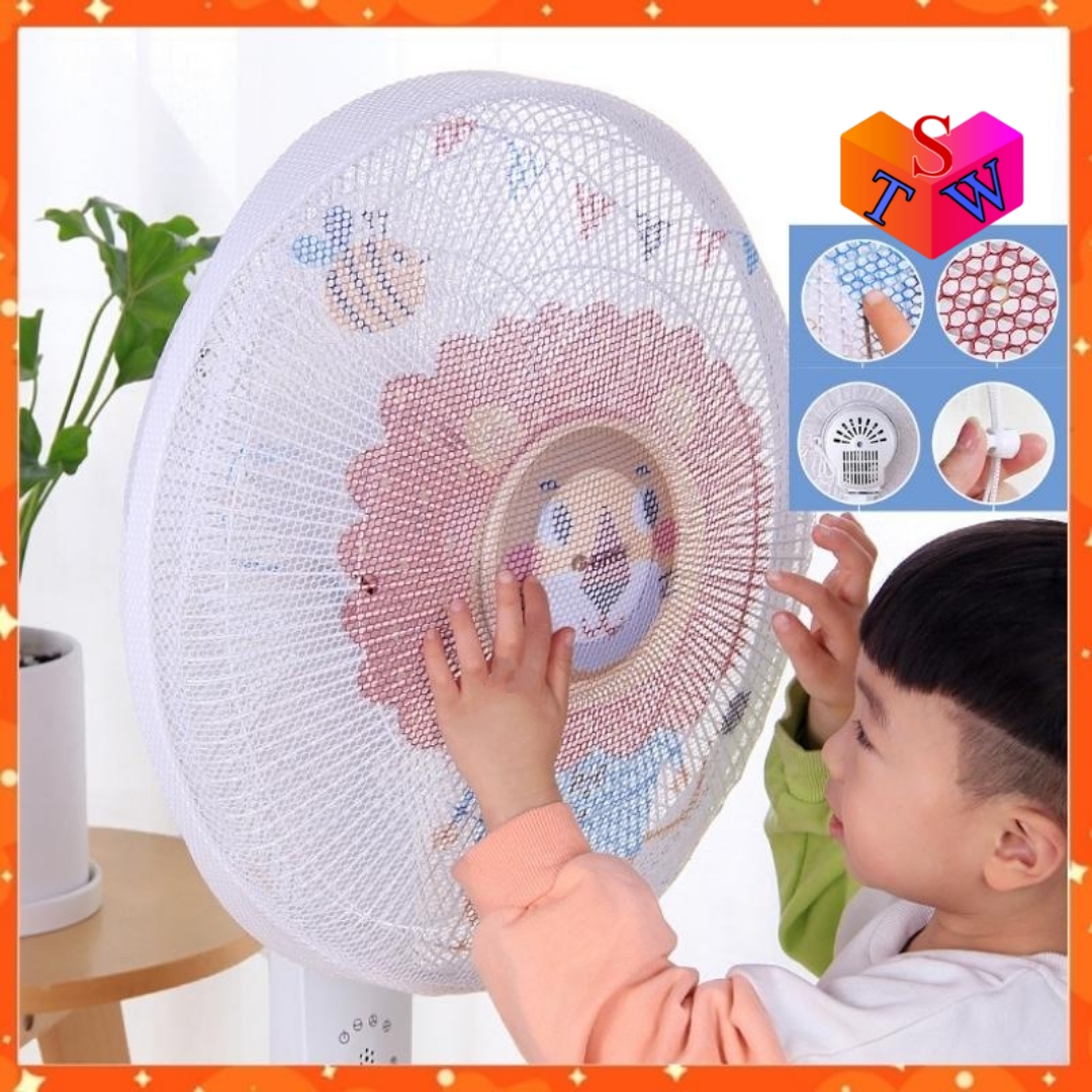 Lưới bọc quạt chống bụi an toàn cho trẻ.