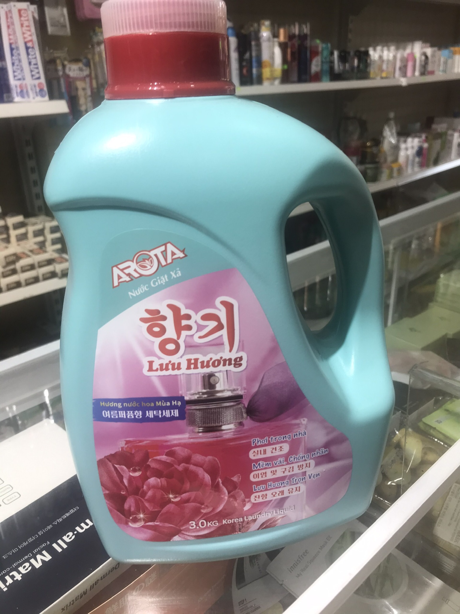 Nước giặt xả Arora 3kg lưu hương thơm lâu đậm đặc kháng khuẩn khử mùi mềm vải giặt máy