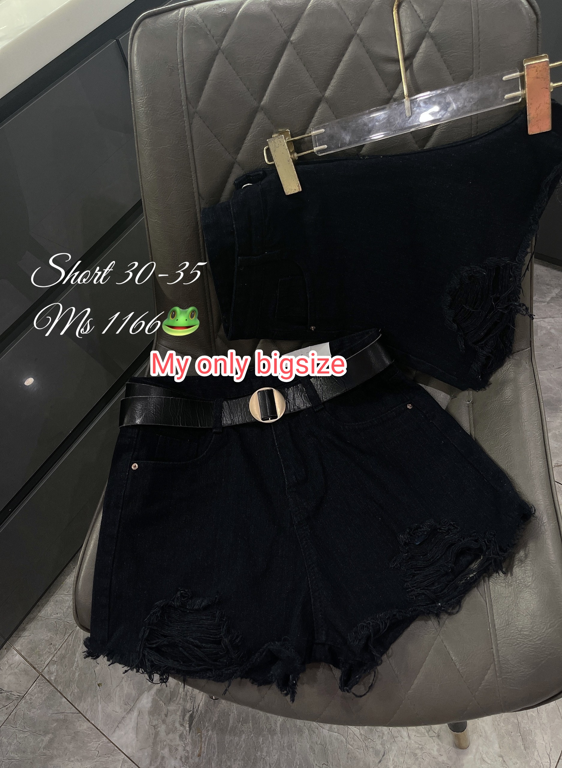 Quần đùi short đen rách bigsize