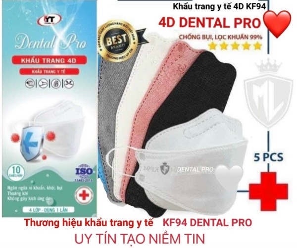 Thùng 300 chiếc khẩu trang 4D Kf94 Mask Y tế Dental Pro kháng khuẩn