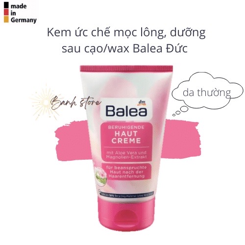 Kem ức chế mọc lông, dưỡng lông sau cạo wax Balea Đức