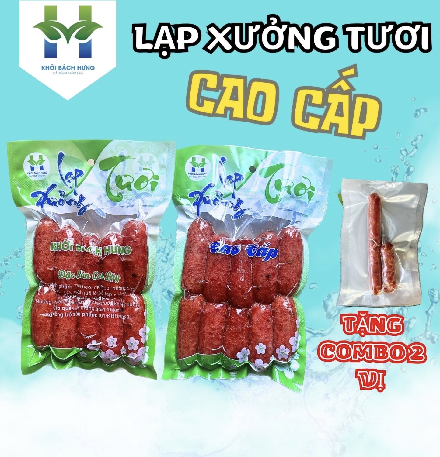 1KG Lạp xưởng heo cao cấp - sấy dẻo truyền thống ( Tặng gói 2 vị lạp tôm và lạp heo khô) Khởi Bách Hưng