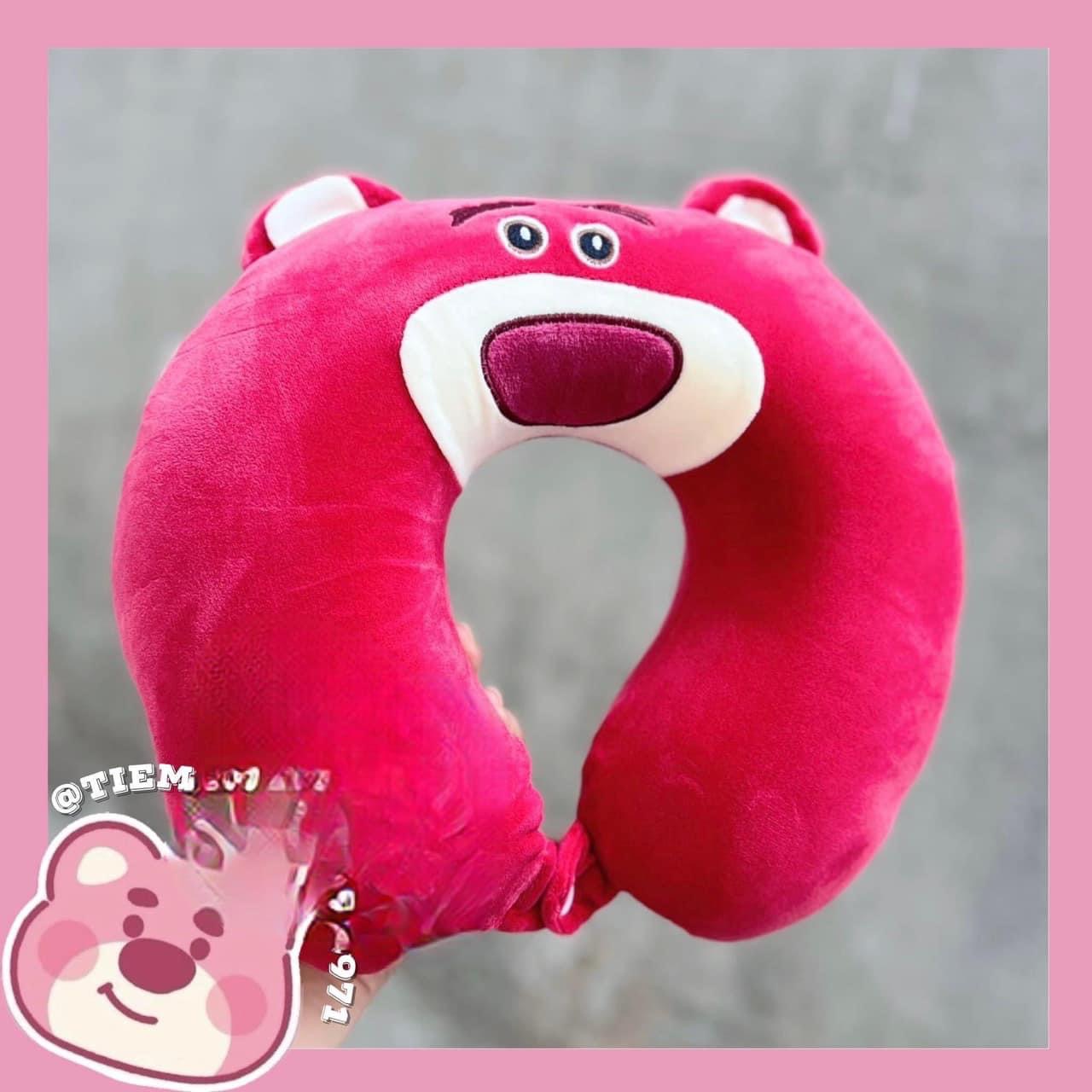 Gối chữ U gấu dâu tây hồng losto