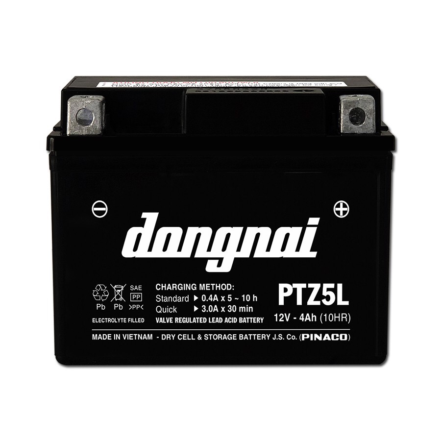 Ắc quy khô miễn bảo dưỡng đồng nai ptz5l | 12v - 4ah