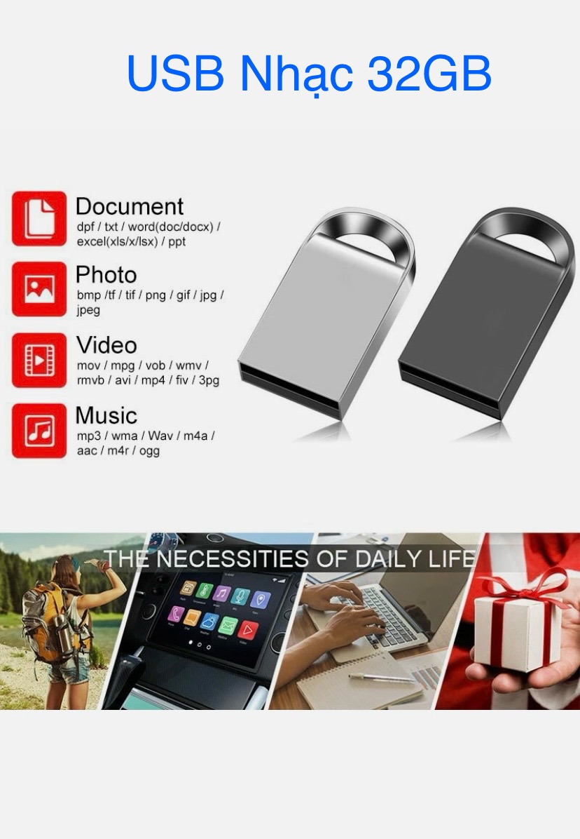USB ca nhạc Ô tô, siêu nhỏ 32GB 2500 bài hát Bolero.
