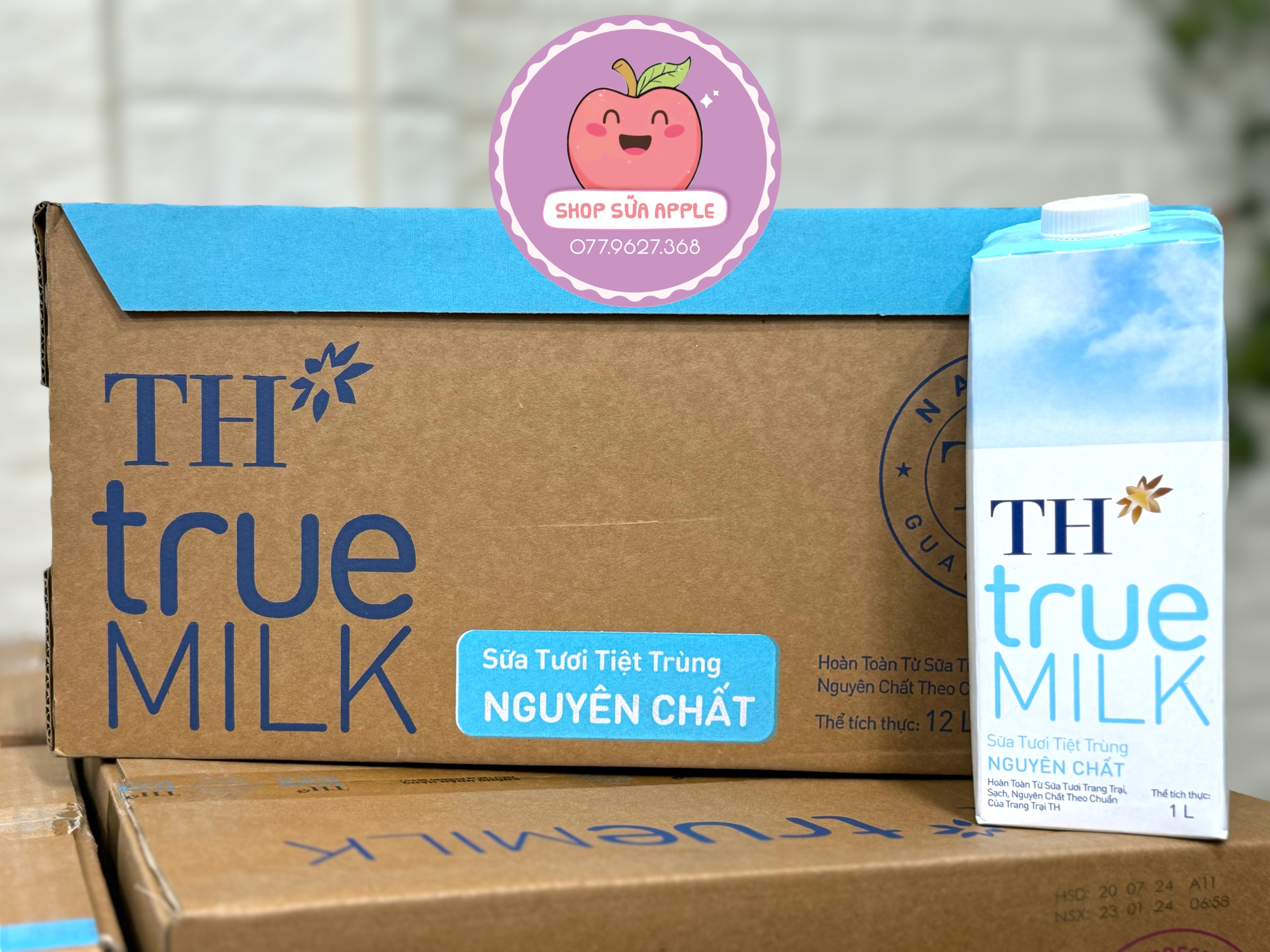 Thùng 12 hộp sữa tươi Th true milk nguyên chất hộp 1L