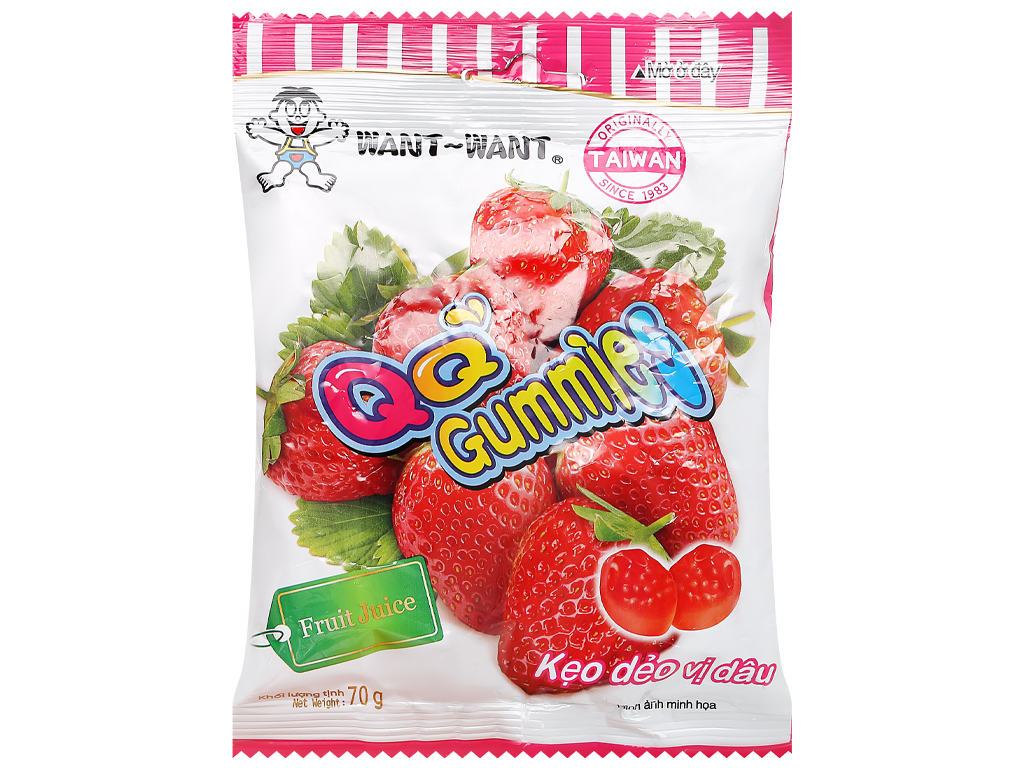 Kẹo dẻo vị dâu Want Want QQ Gummies gói 70g